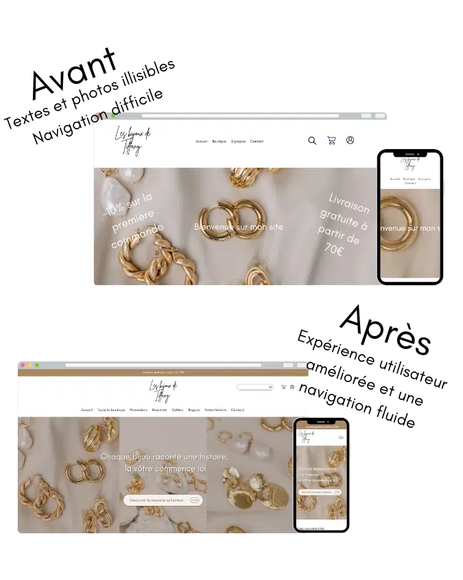 exemple avant/après d'un site après un audit